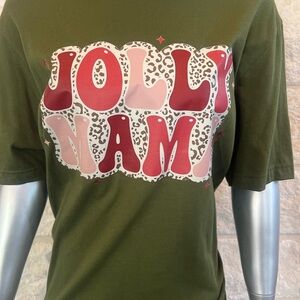 Jolly Mama Christmas Graphic Tee | Green Holiday Shirt | NWT